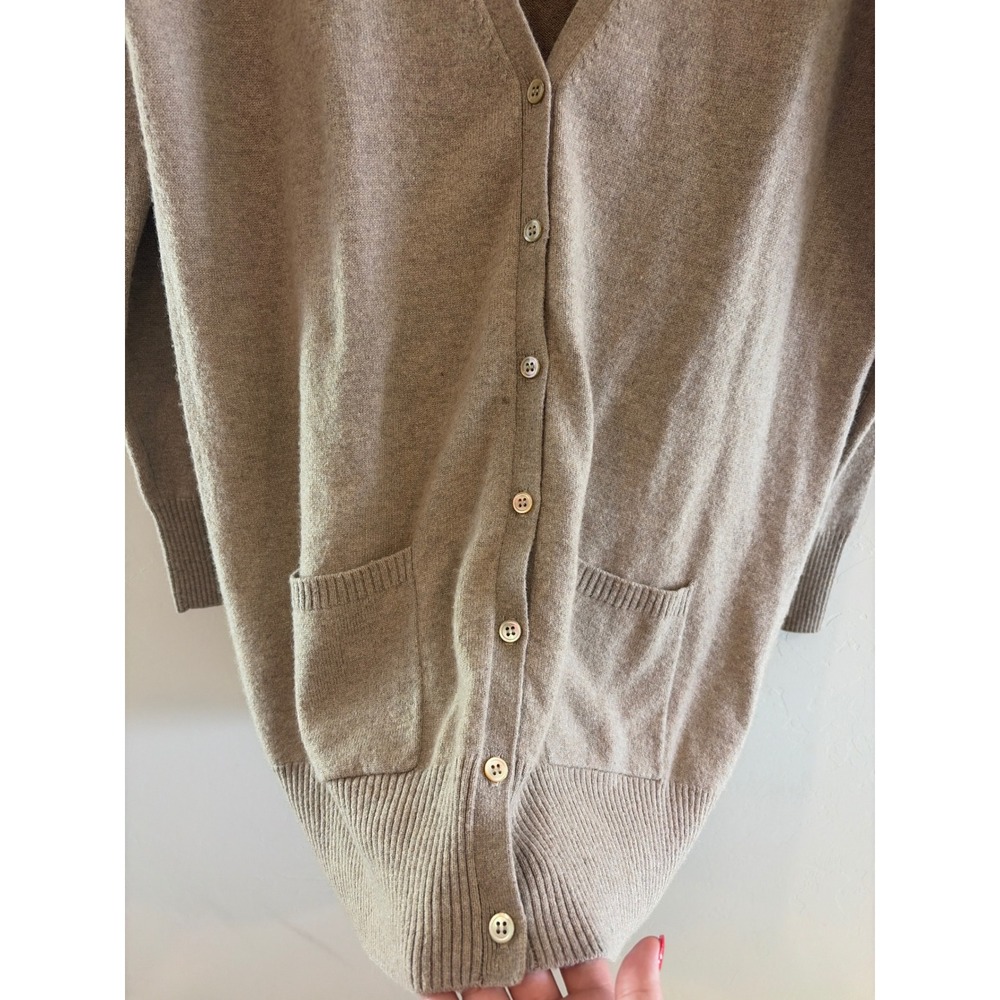 Pure Collection 100% Cashmere Cardigan Sweater Tan Beige V-Neck Longline US 8/10 - Picture 2 of 7